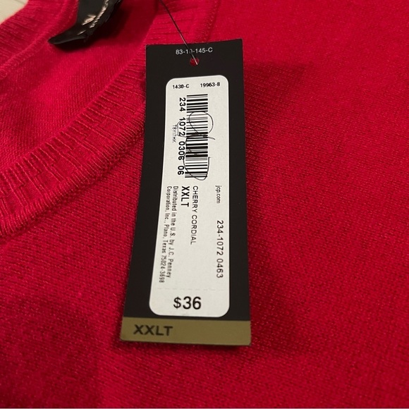 NWT Worthington Cherry Cordial sweater with 3 inch band at hem size XXLT - Picture 4 of 8